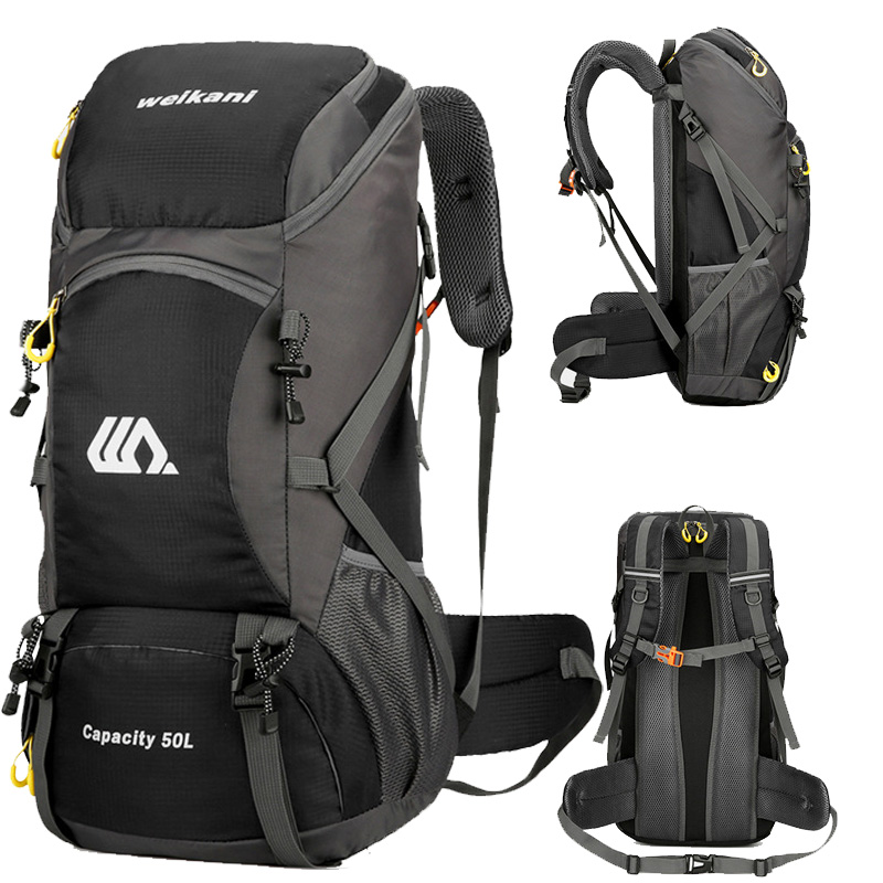 Men'S Mountain Biking Shoes - 50L 旅行バックパックキャンプ男性大型ハイキングバッグ観光リュックサック防水アウトドアスポーツ登山登山バッグ荷物