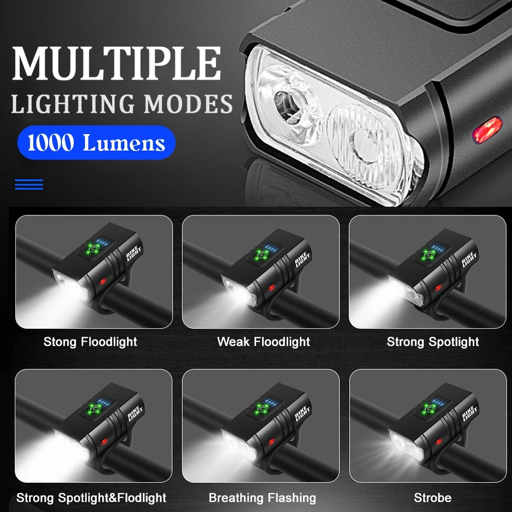 2つのLED自転車フロントライト1000LM USB充電式パ - Mountain Biking Zone 2 のレビューと価格